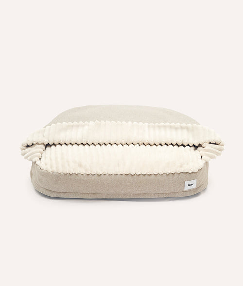 Cama Perro con Capucha Chenilla Beige, Maso-0