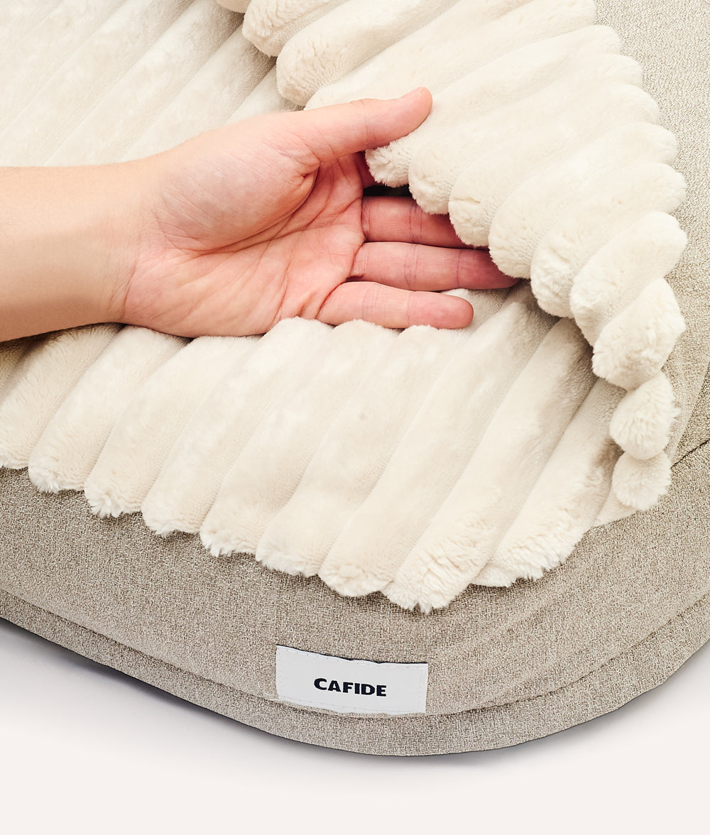 Cama Perro con Capucha Chenilla Beige, Maso-4
