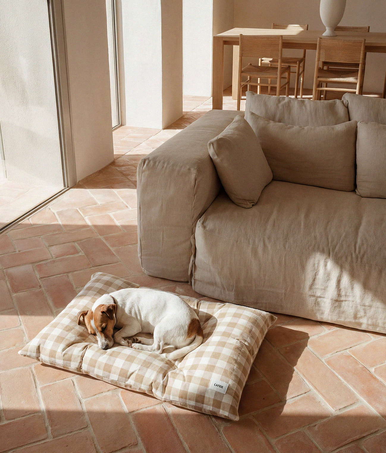 Cojín Cama Perro Vichy Beige, Bela-1